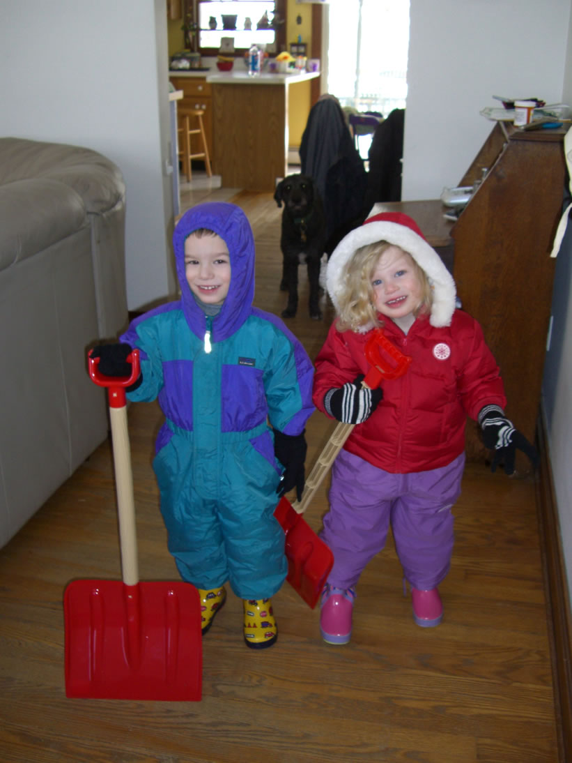 Ready to help shovel, Daddy